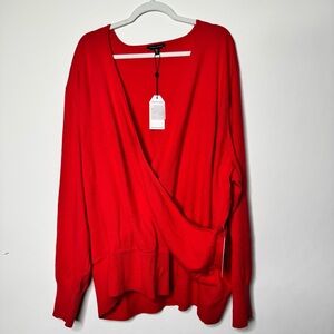 Universal Standard Red Wrap Sweater 3XL (Fits 6X) NWT Oversized Cozy Knit Top